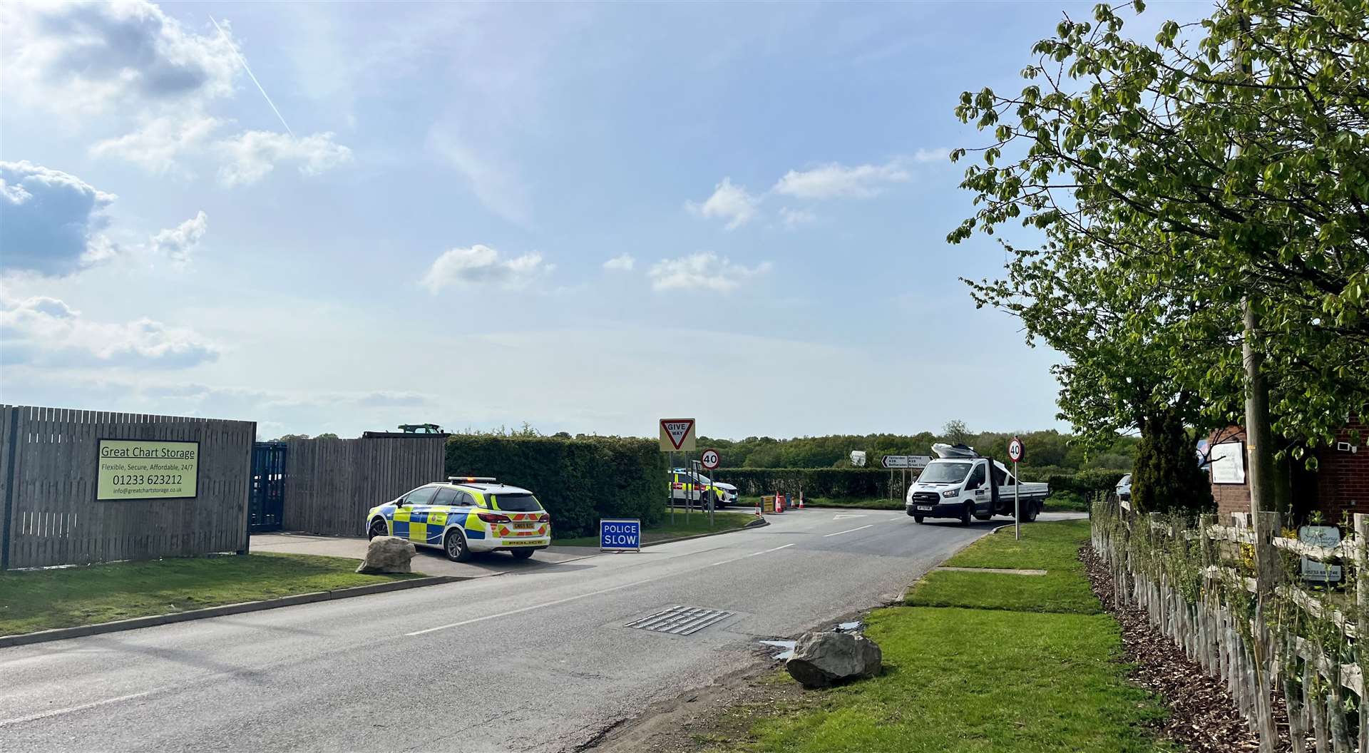 The A28 was closed at Chilmington Green near Ashford with police, firefighters and paramedics at the scene