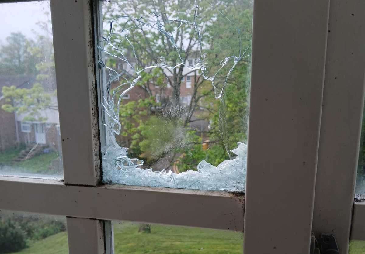 A man was arrested after windows were smashed at a home in Ashford