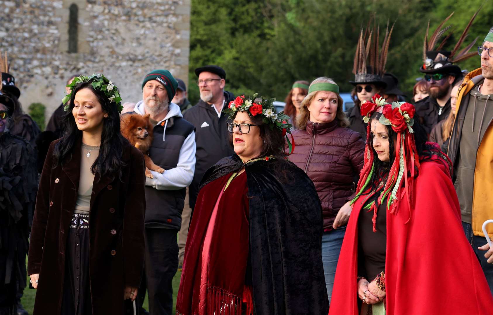 Crowds enjoying the celebrations of Beltane at Dode near Luddesdown, Gravesend