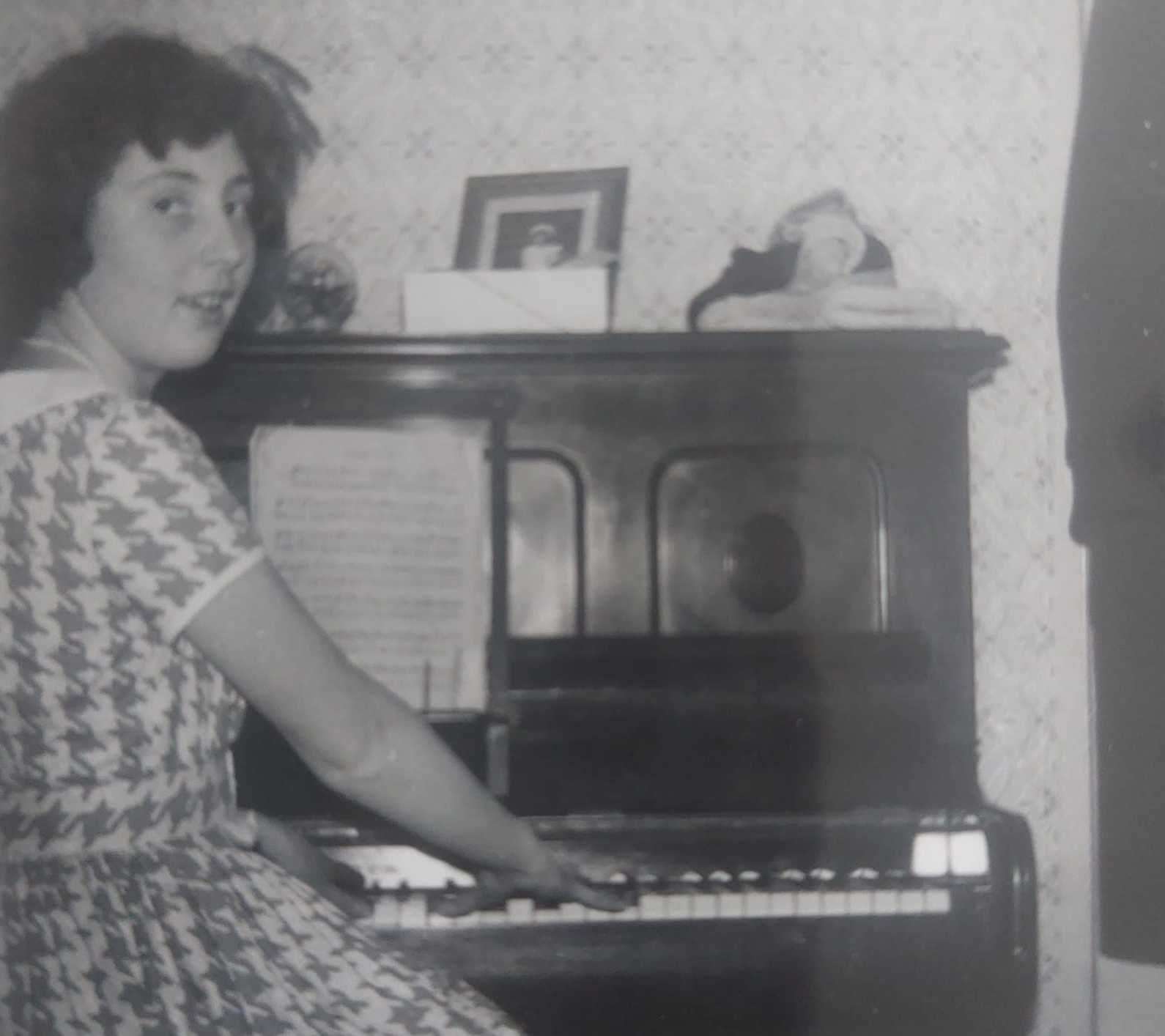 Pam Griggs playing the panio at age of 17. Picture: Griggs family