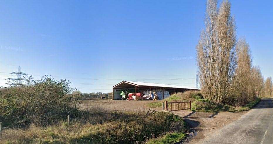 The entrance to the battery storage facility would be off Foxhounds Lane, Southfleet. Picture: Google