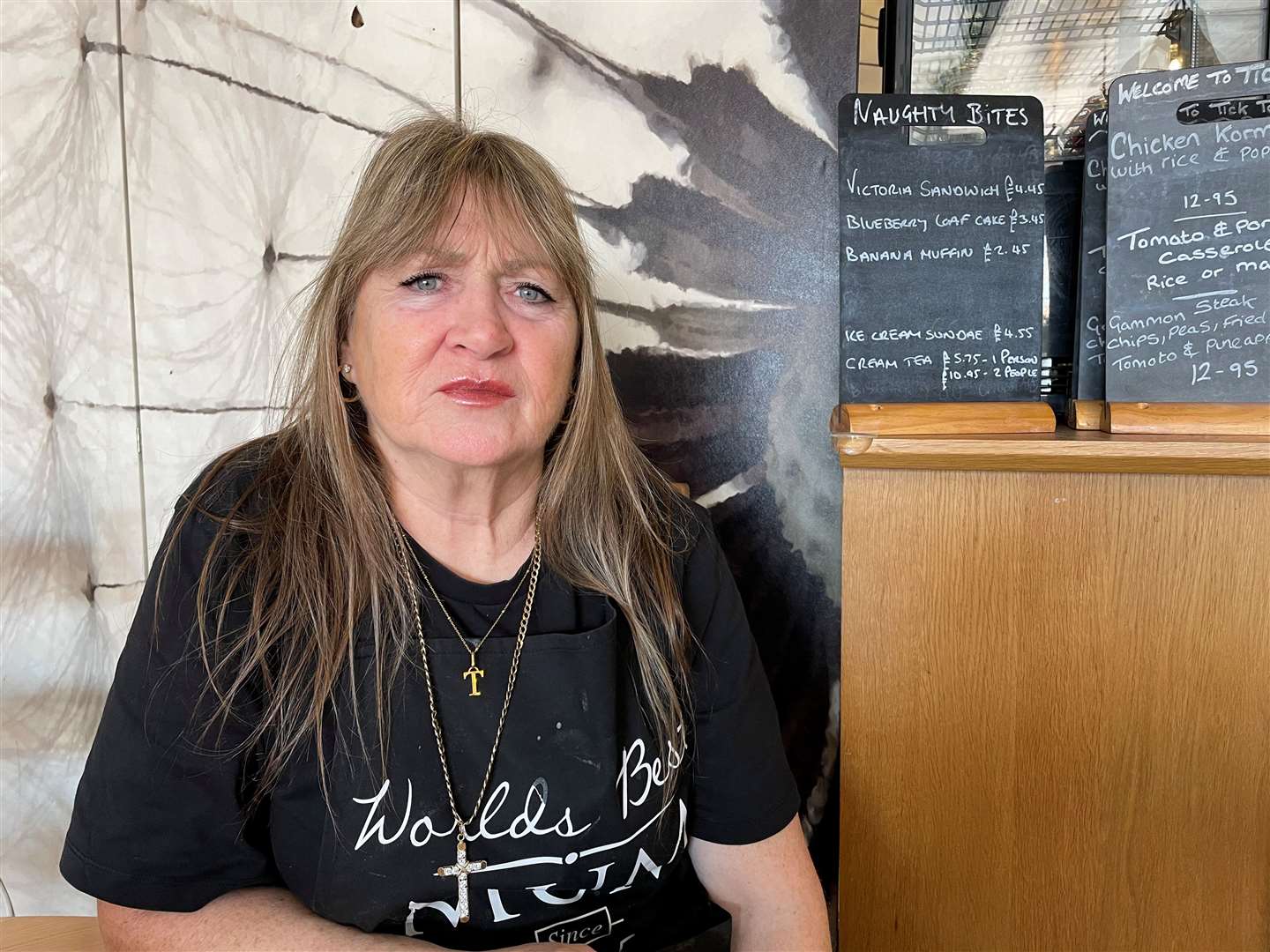 Cafe worker Teresa said takings are down by more than a third