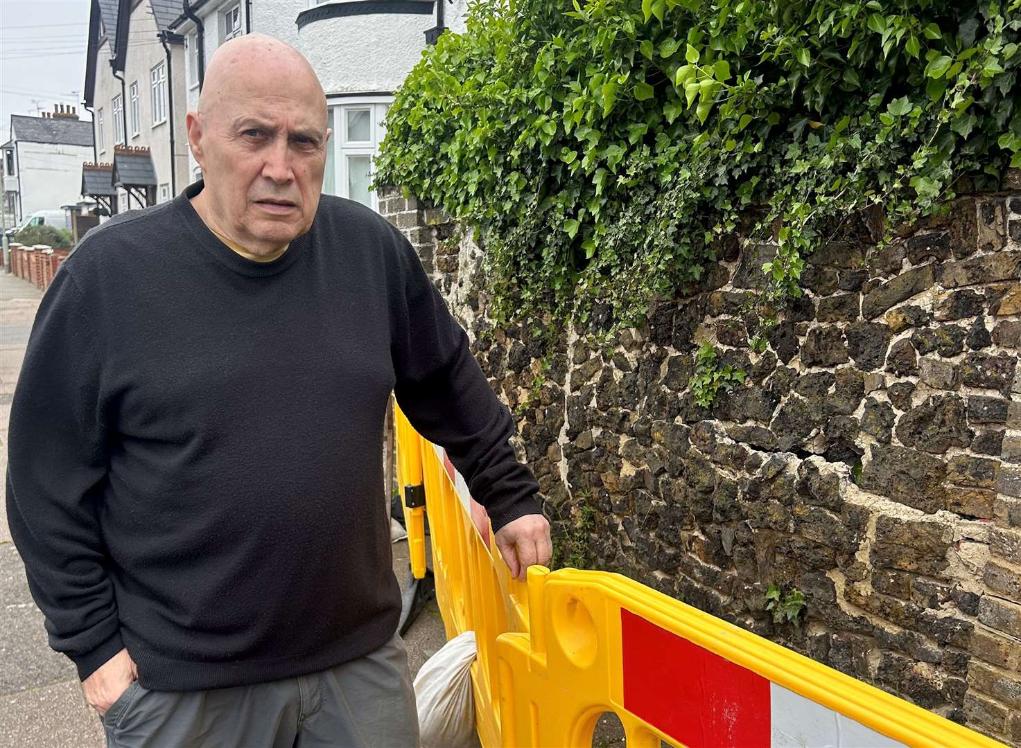 William Dordoy, 76, worries the wall may fall over and injure children on their way to school in Herne Bay