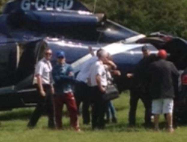 Robert Downey Jnr was spotted getting off a helicopter close to Dover Castle