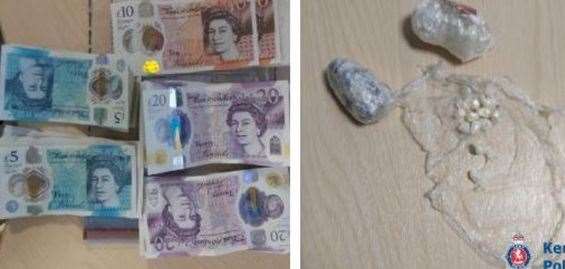 Cash and wraps of heroin and cocaine were found by officers. Picture: Kent Police