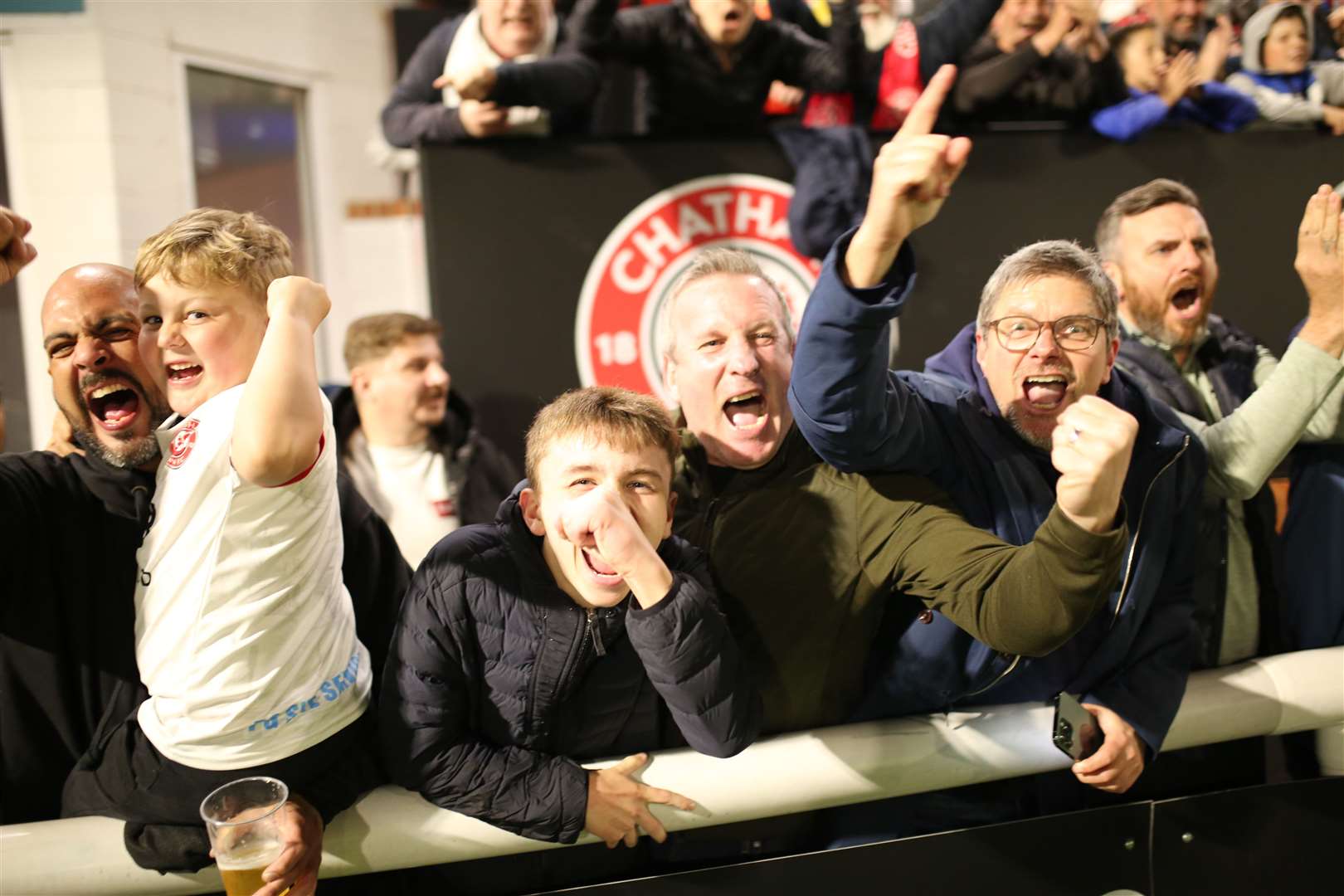 Chatham Town fans celebrate their play-off semi-final win Picture: Max English