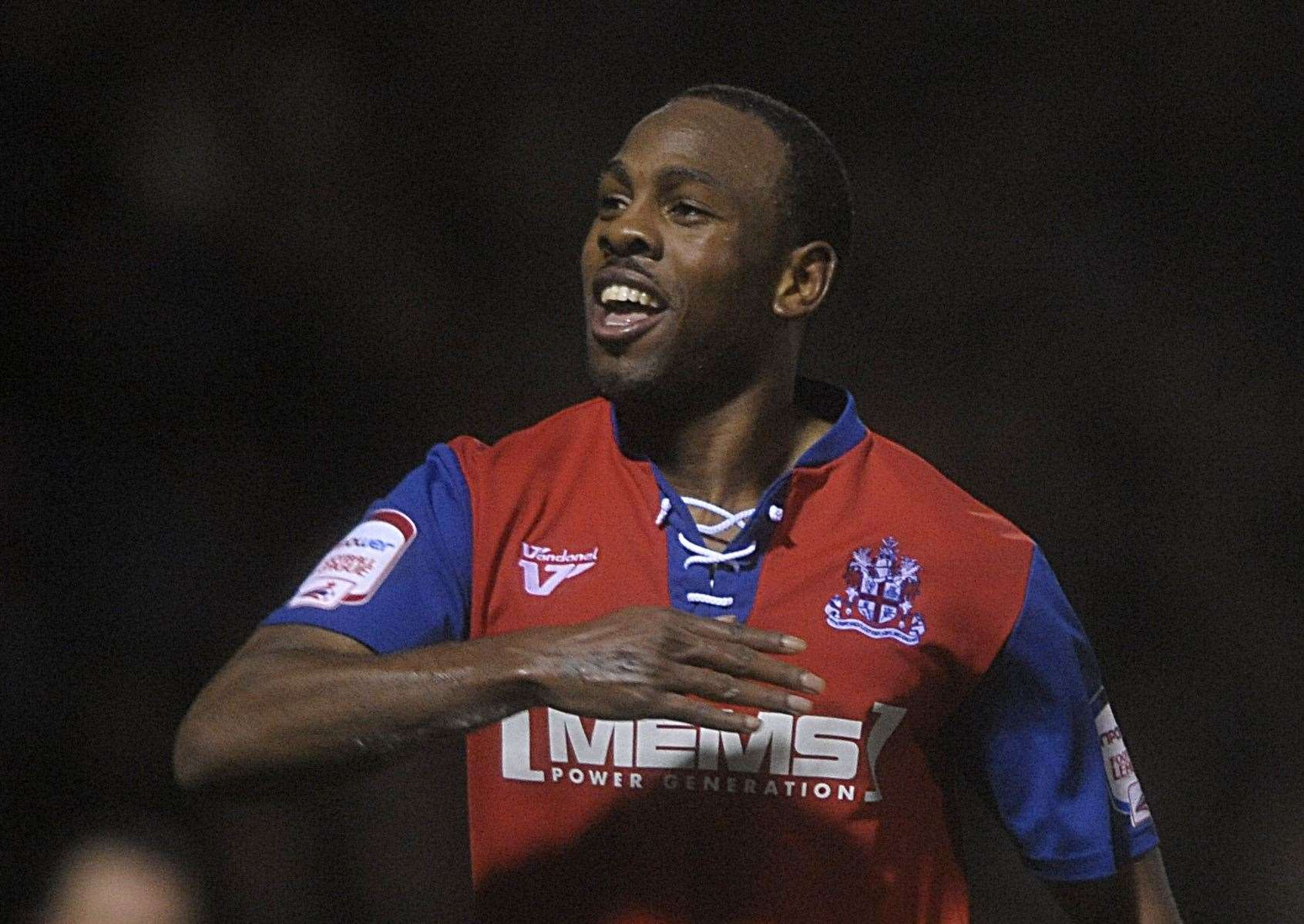 Myles Weston celebrates a goal for Gillingham at Priestfield Stadium Picture: Barry Goodwin