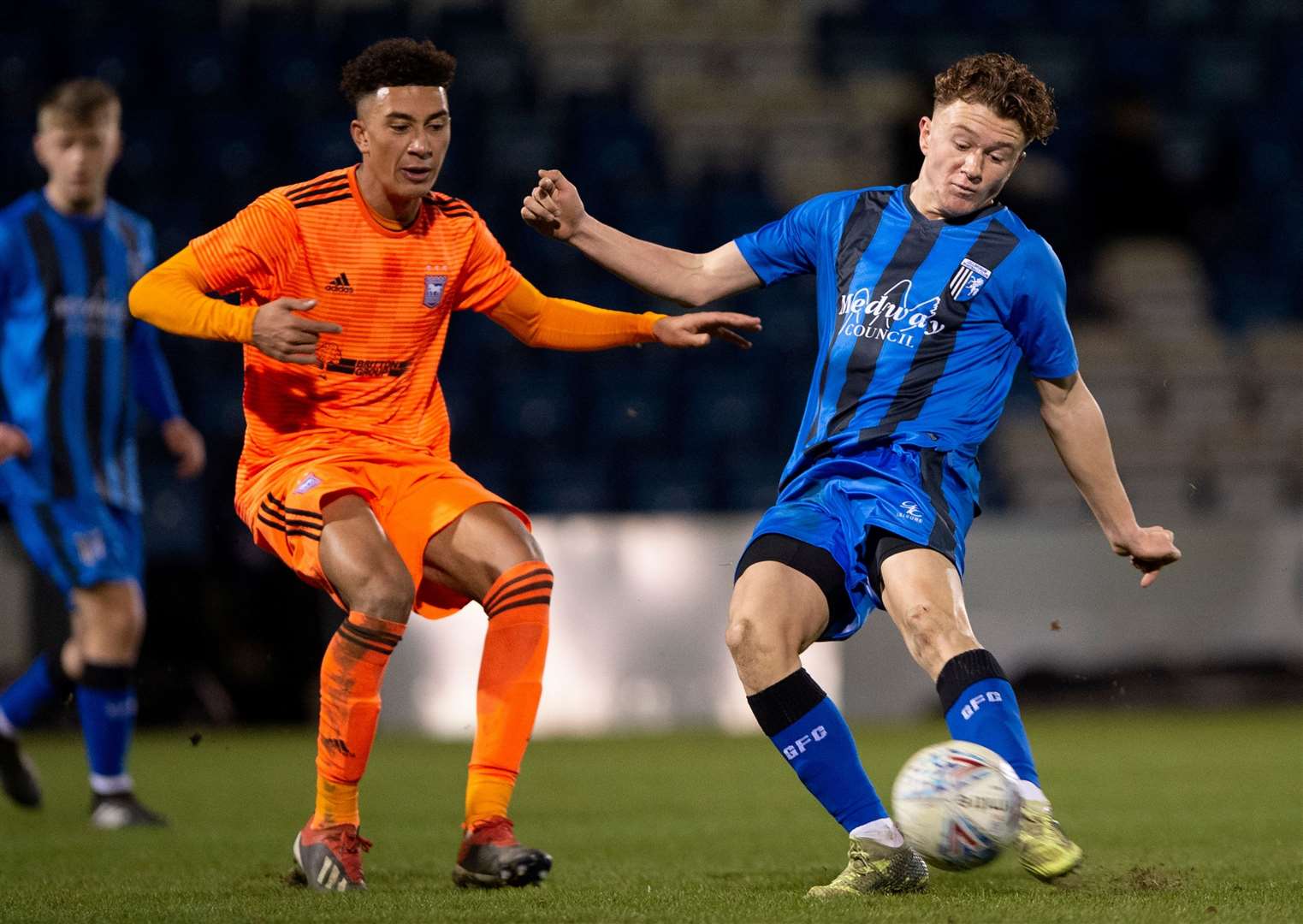 Jude Arthurs in FA Youth Cup action for Gillingham against Ipswich Town in January 2019