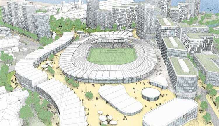 The 8,000 seater stadium will form the 'heart' of the development. Picture: Gravesham planning portal/ Landmarque Property Group