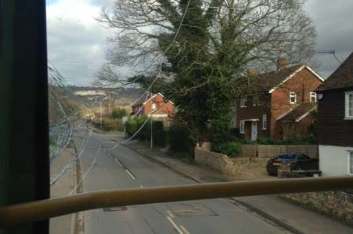 The 155 hit an overhanging branch in Eccles. Pic: @JamesEdLloyd
