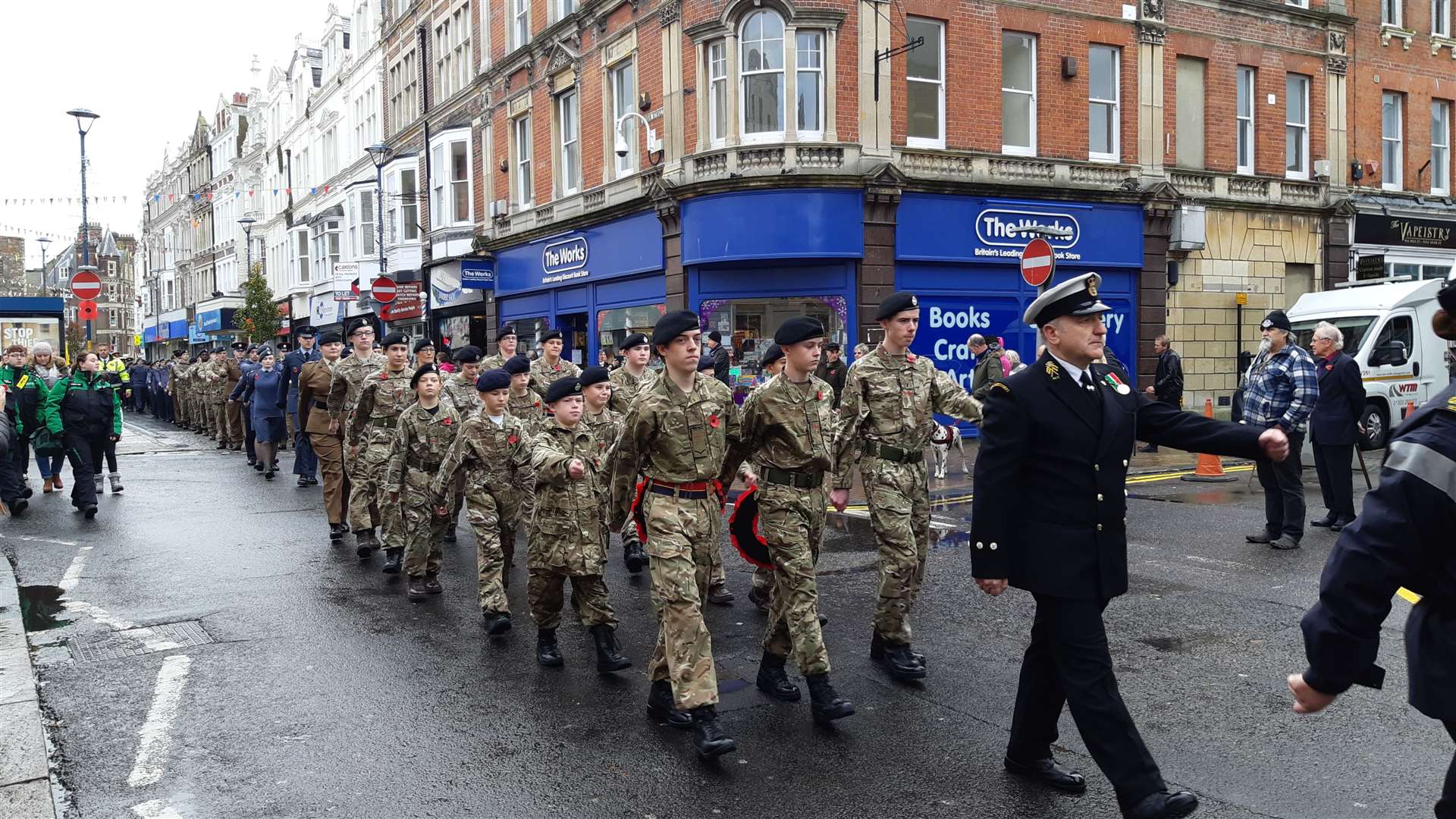 Army cadets on the march for the centenary of the Armistice in 2018
