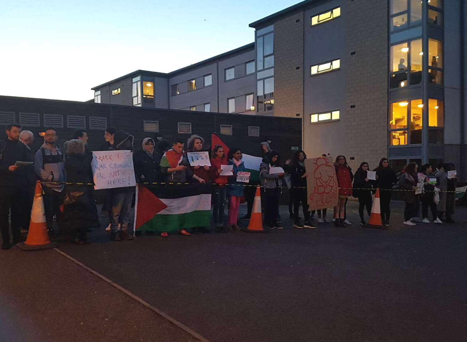 Palestine and muslim students protest at the University of Kent over visit of Israeli ambassador