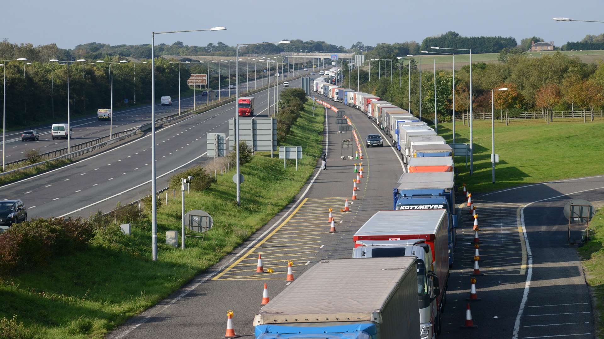 Freight traffic is queuing on the M20 due to problems with the ferries. Stock picture