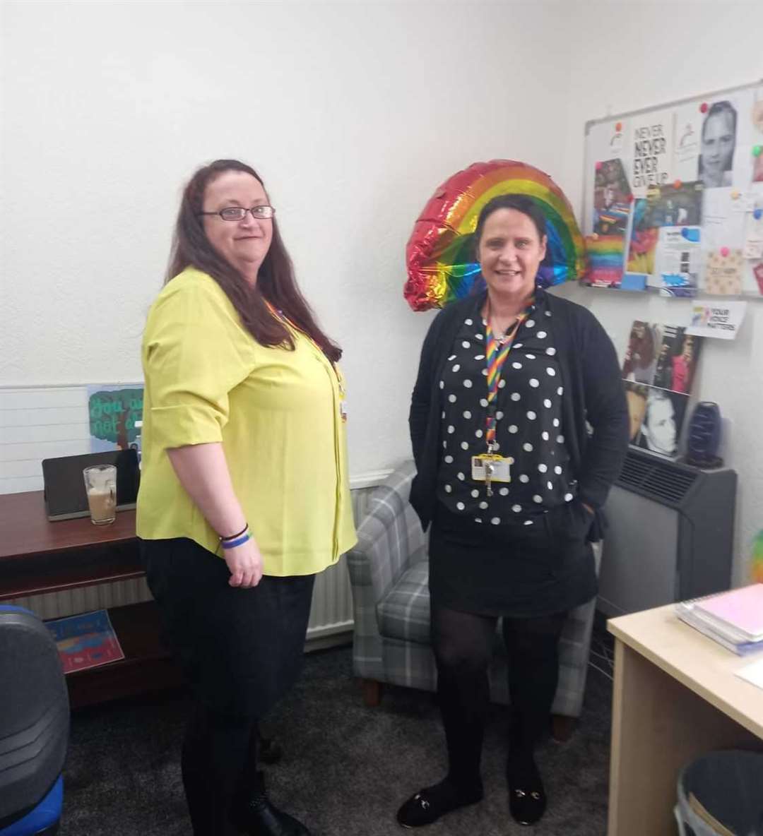 Claire Fry, right, in the Tommy's Rainbow Trust office with fellow volunteer Gemma Mulvey who liaises with social services Picture: Tommy's Rainbow Trust