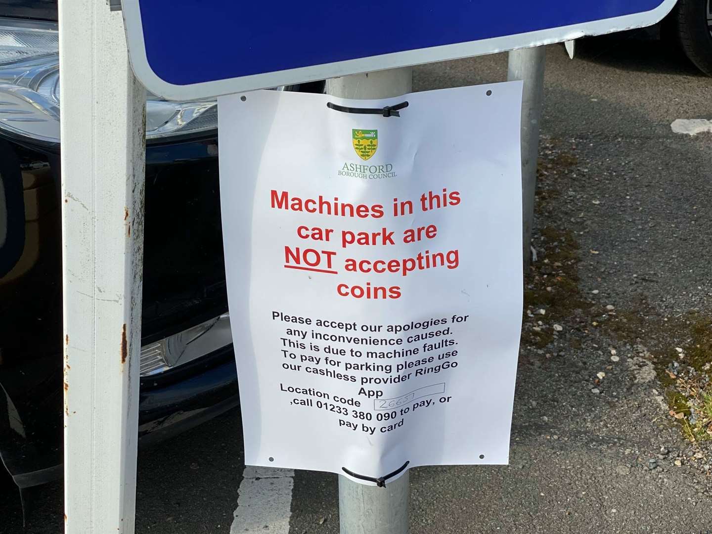 Parking machines in Tenterden are not currently accepting cash. Photo: Sue Ferguson