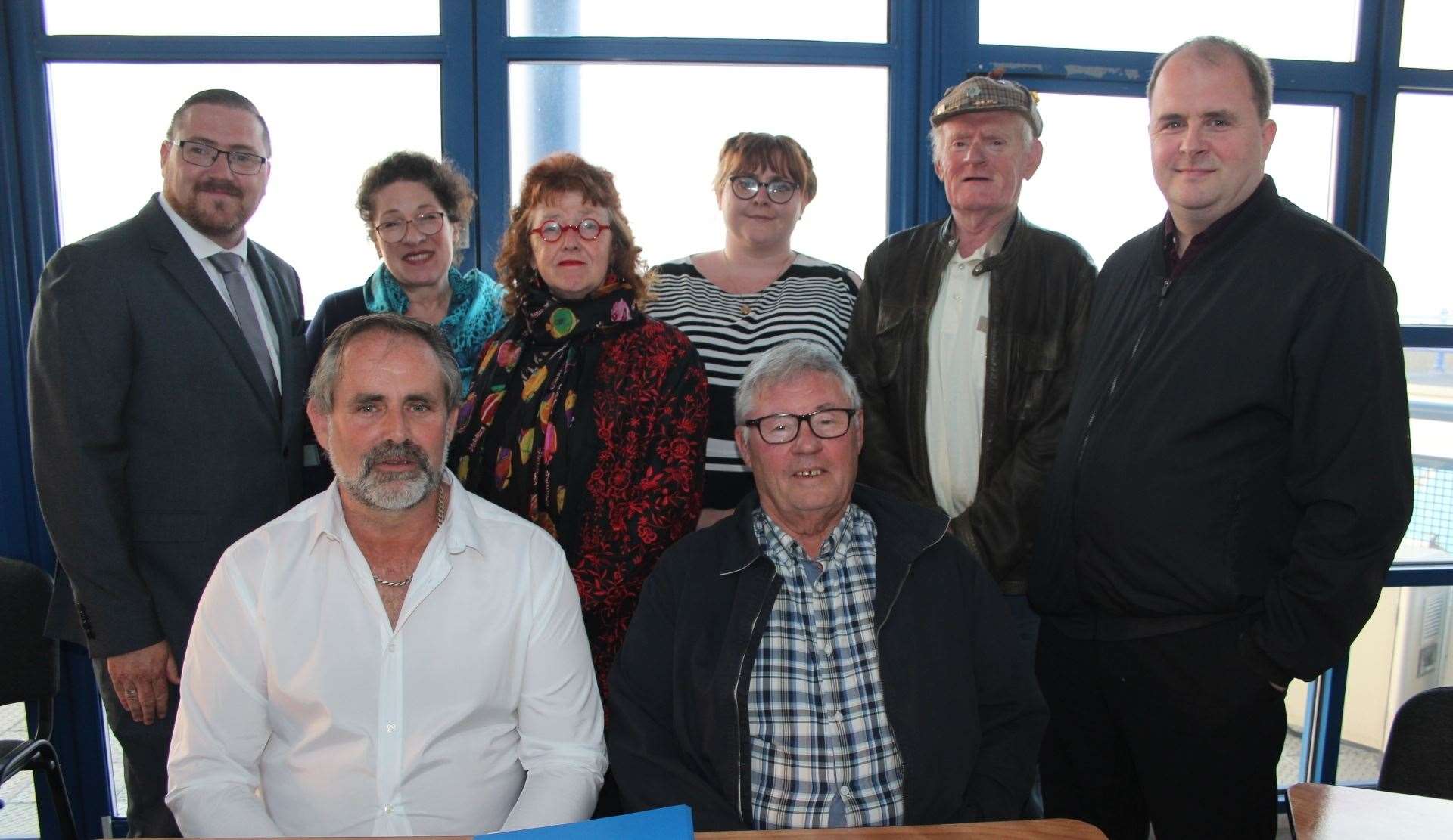 The first meeting of the Sheerness Town Council with chairman Matthew Brown, seated left, with vice-chairman Brian Spoor and, from the left, Lee McCall, Amanda Green, Chris Reed, Cherise Moorcroft, Malcolm Staines and Chris Foulds