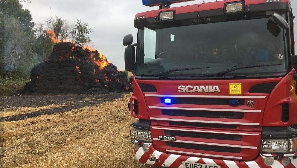 Another haystack fire in Lenham, pictured last month. Stock Image: Kent Fire and Rescue Service