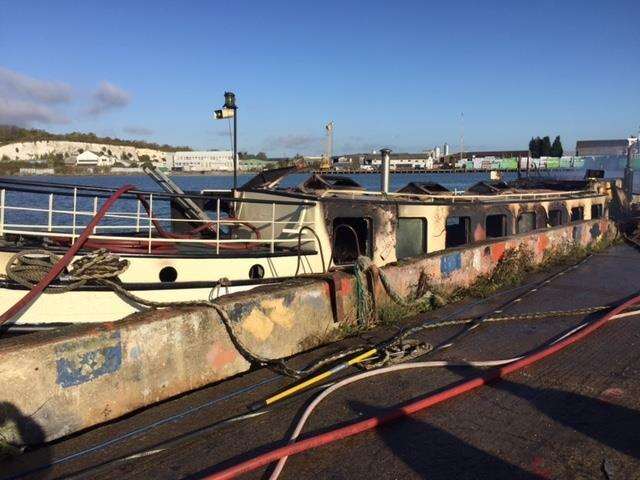 The fire ravaged the £200,000 barge