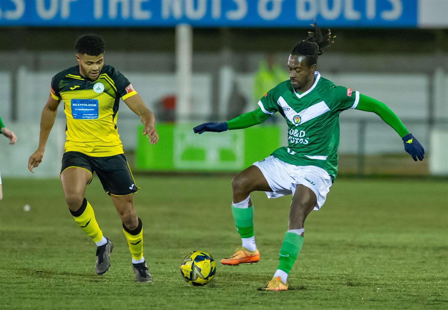 Ashford United midfielder Toby Ajala in action against Chichester. Picture: Ian Scammell