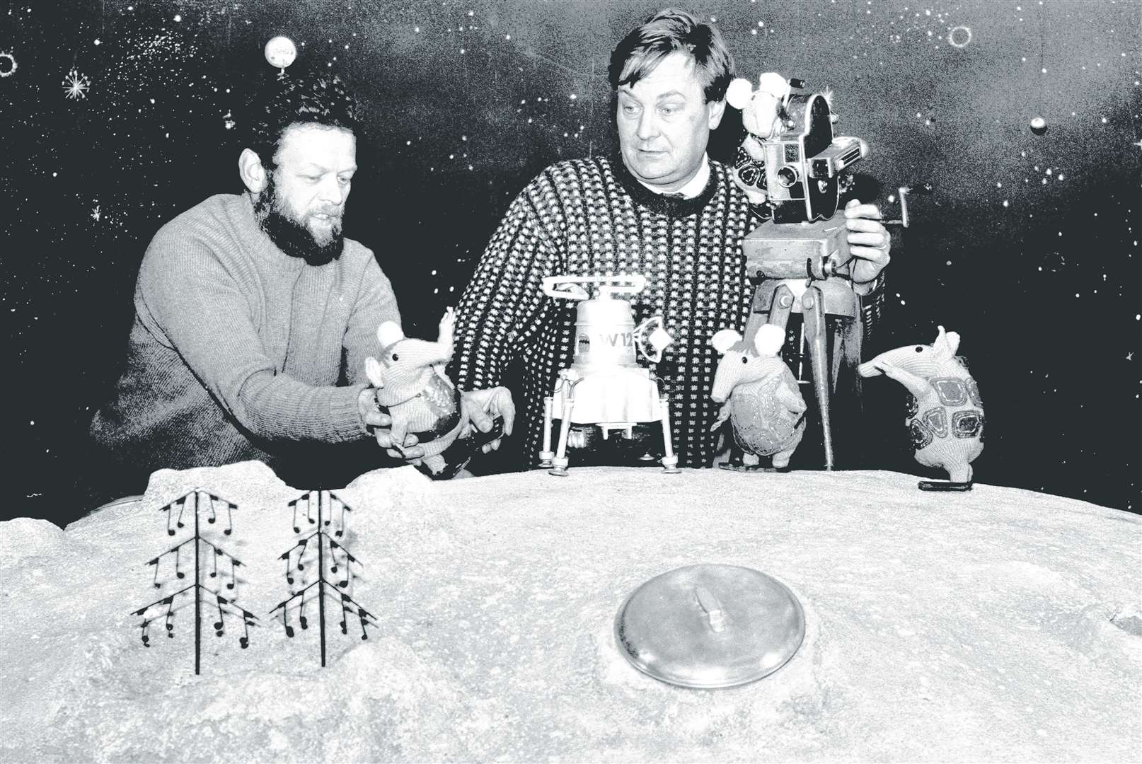 Peter Firmin and Oliver Postgate working on the Clangers in November 1969 at Firmin's Blean barn. Picture: Images of Canterbury