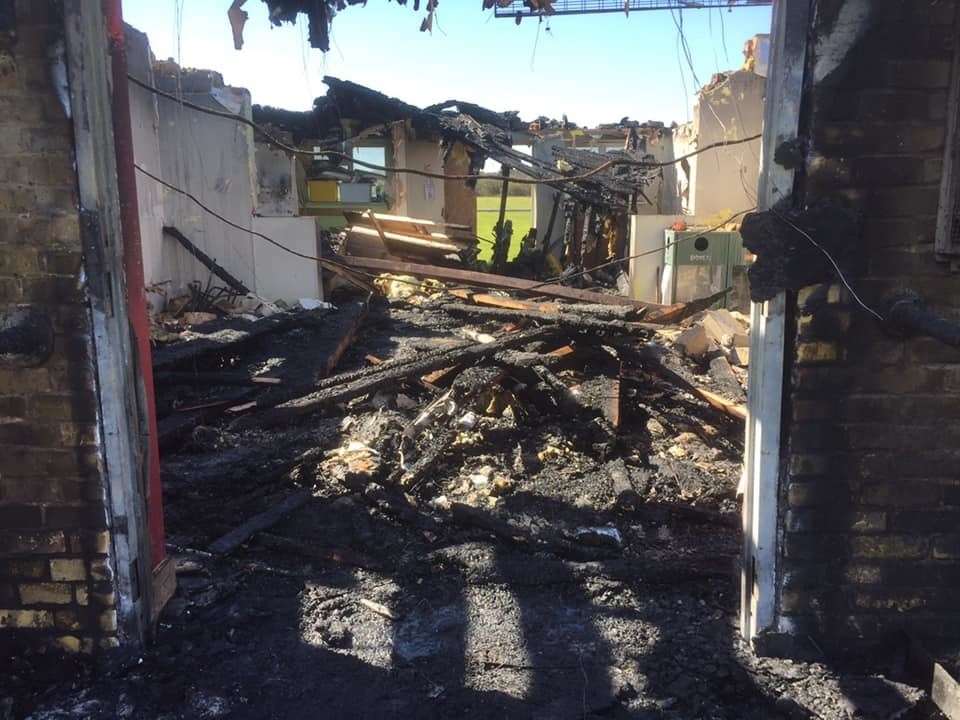 The village pavilion in Hersden was totally destroyed by the fires Picture: John Waite
