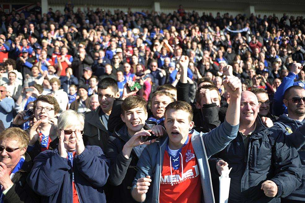 Gillingham fans celebrate promotion from League 2 Picture: Barry Goodwin