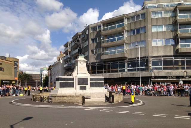 The war memorial at Folkestone ahead of Prince Harry's visit