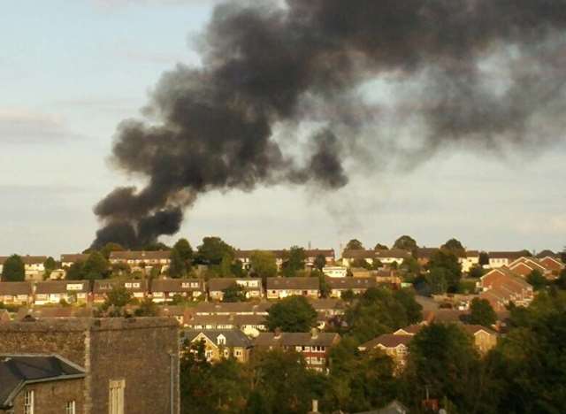 Four fire engines called to a large shed blaze in Spring Vale,Greenhithe