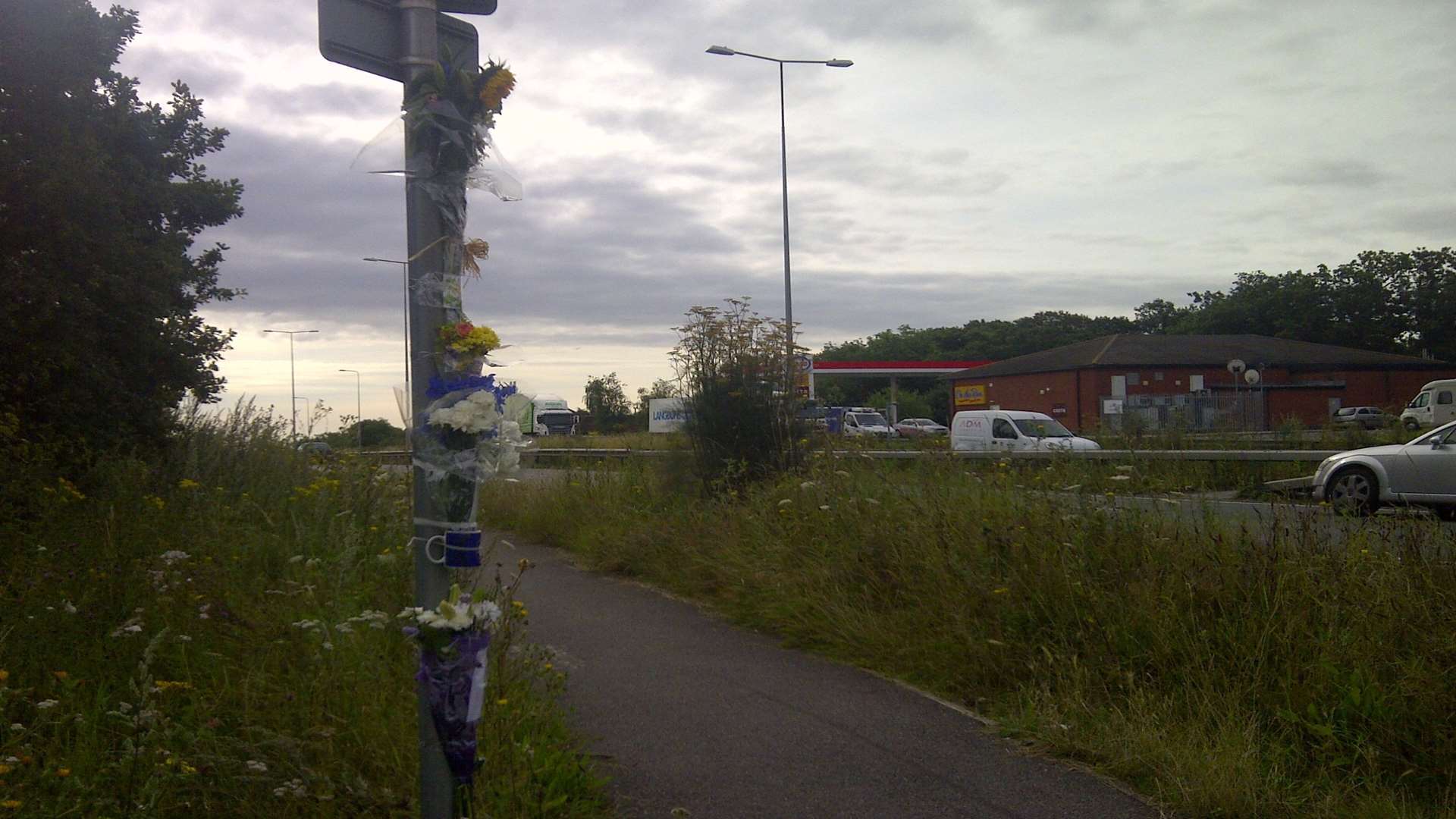 Flowers at the scene where Graham Epps was killed