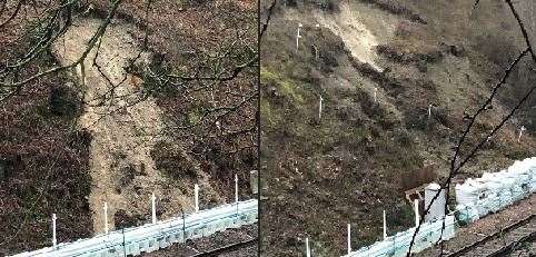 The landslip in High Brooms. Picture: Network Rail