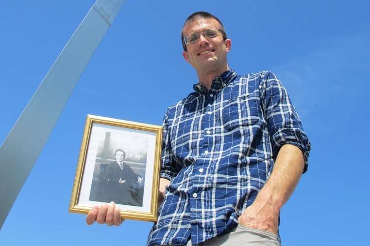 Jon Gater - on a sponsored walk from the Folkestone Memorial Arch to commemorate the Somme.