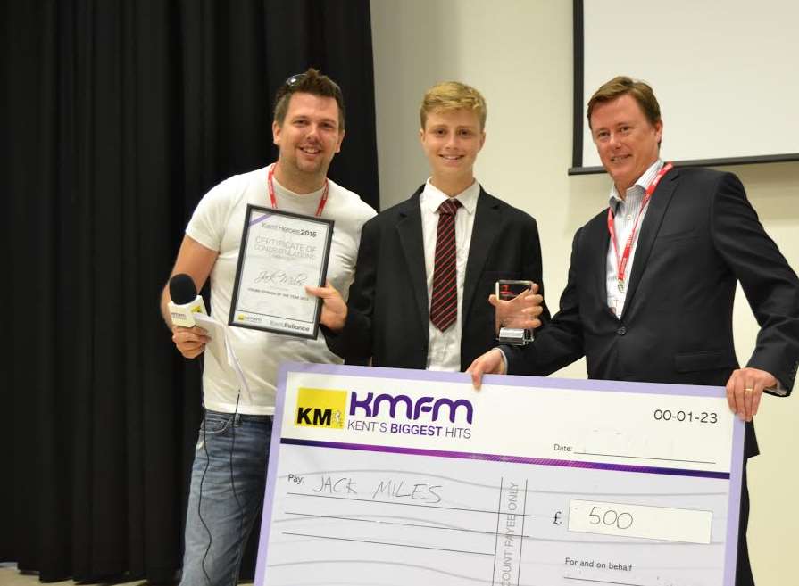 Rob Wills from kmfm, winner Jack Miles and Rob Gurr from Kent Reliance