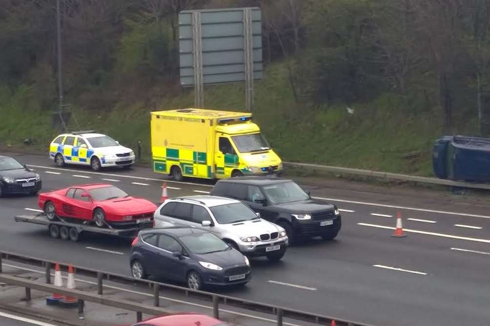 Police and ambulance were called to an overturned car