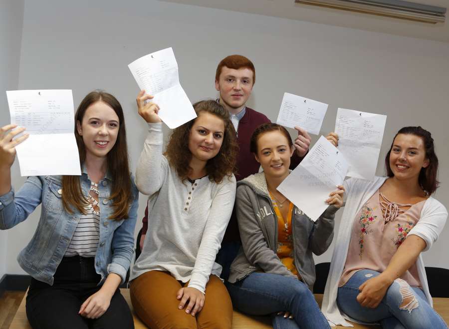 Valley Park School students celebrate their results.