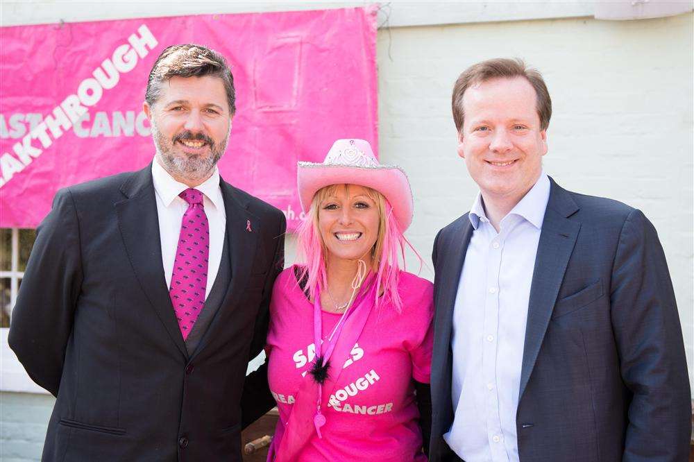 Kerry Rubins with, left, Gavin Oakley, and Deal MP Charlie Elphicke