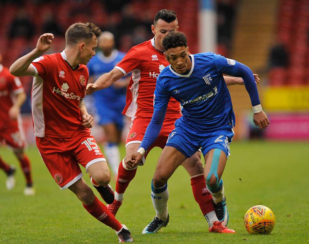 Sean Clare on the ball for the Gills at Walsall Picture: Ady Kerry