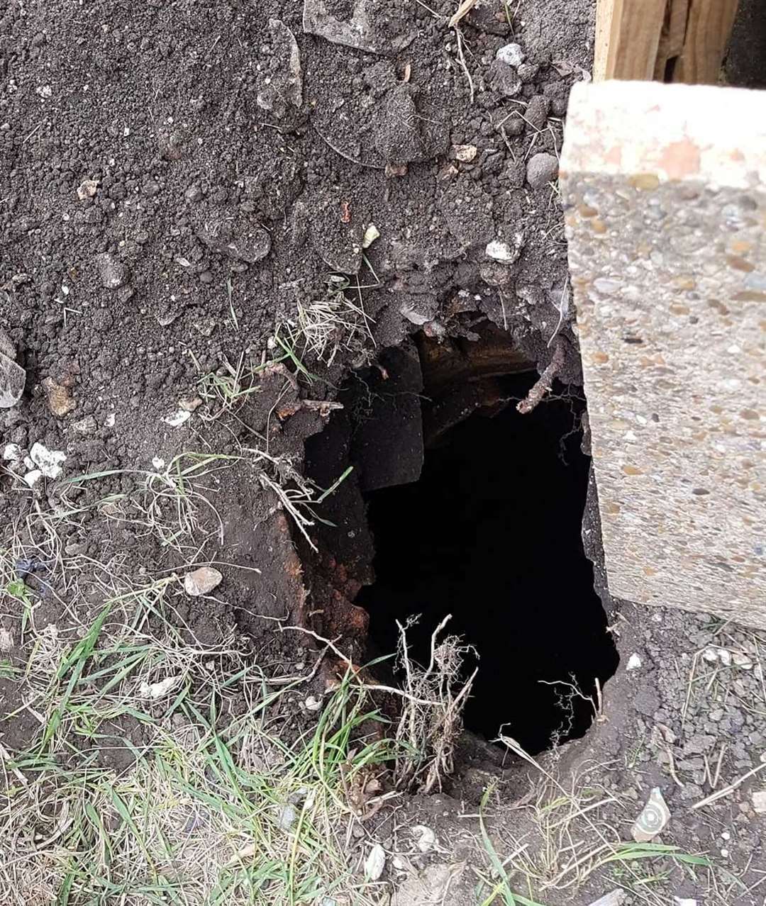 The hole was found while a fence post was being installed. Picture: Lara Ann Peters