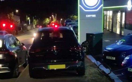 Car spotted taking electricity from Skoda garage in Lamberts Road Tunbridge Wells. Picture: George Joseph Lee