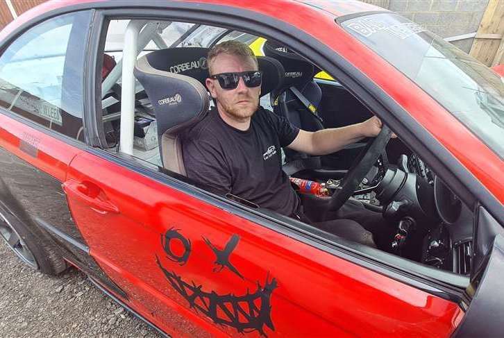 Warren Lees with his modified 'drift' BMW