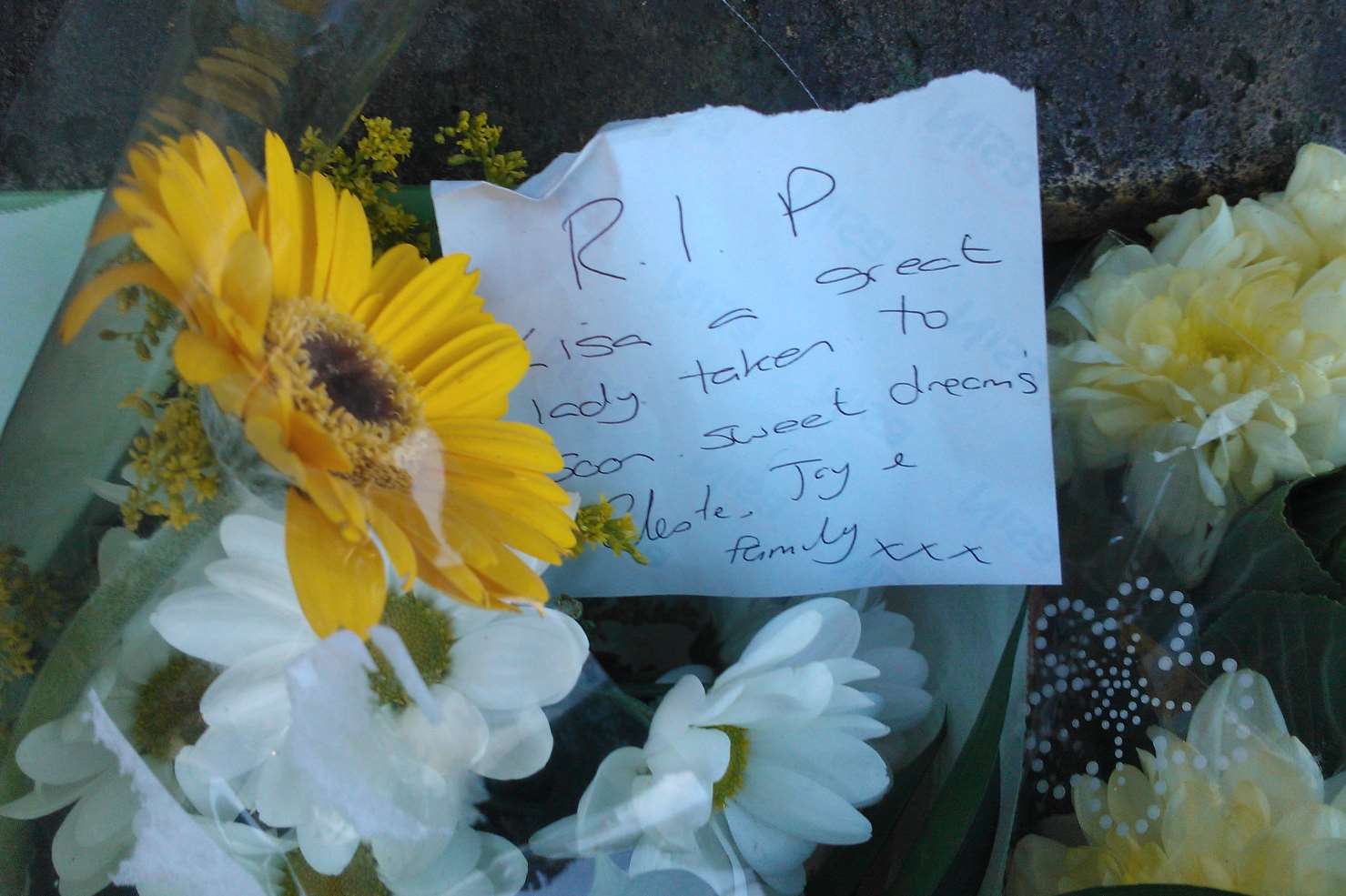 Floral tributes left at the scene following Lisa's death