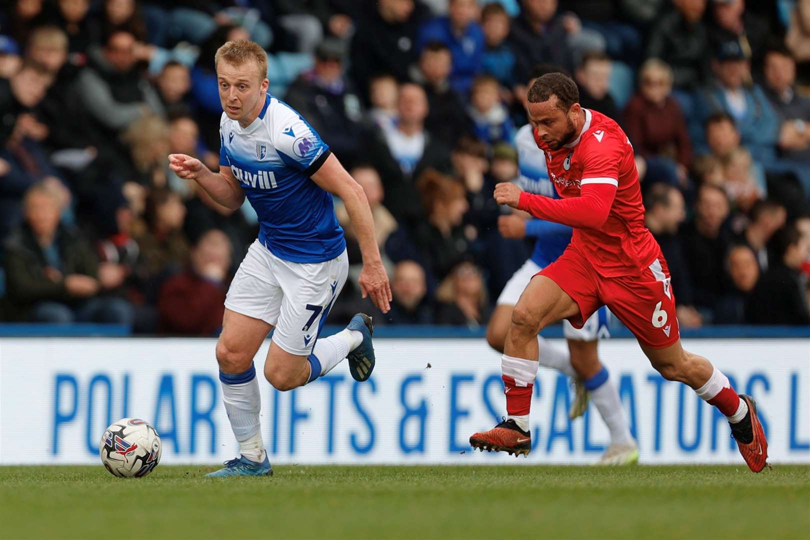 George Lapslie drives forward as Gillingham take on Grimsby Picture: @Julian_KPI