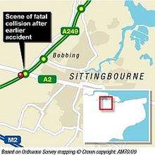 Map showing the scene of the fatality on the A249 on Sunday, June 14. Graphic: James Norris