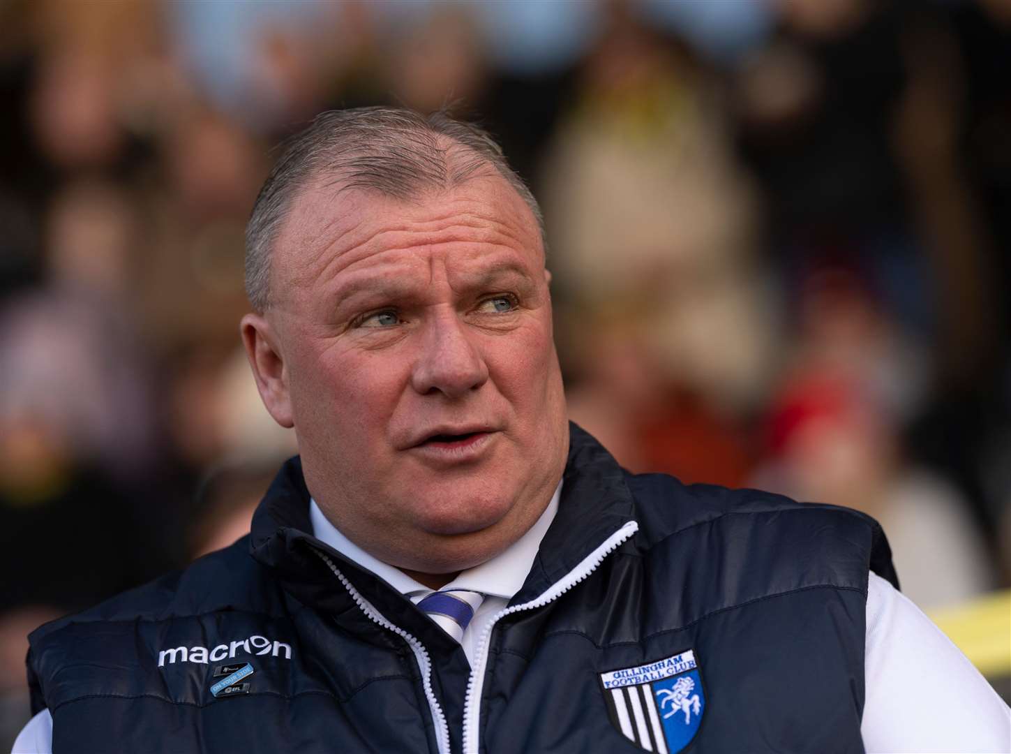 Gillingham manager Steve Evans watched his side suffer a heavy defeat at Blackpool