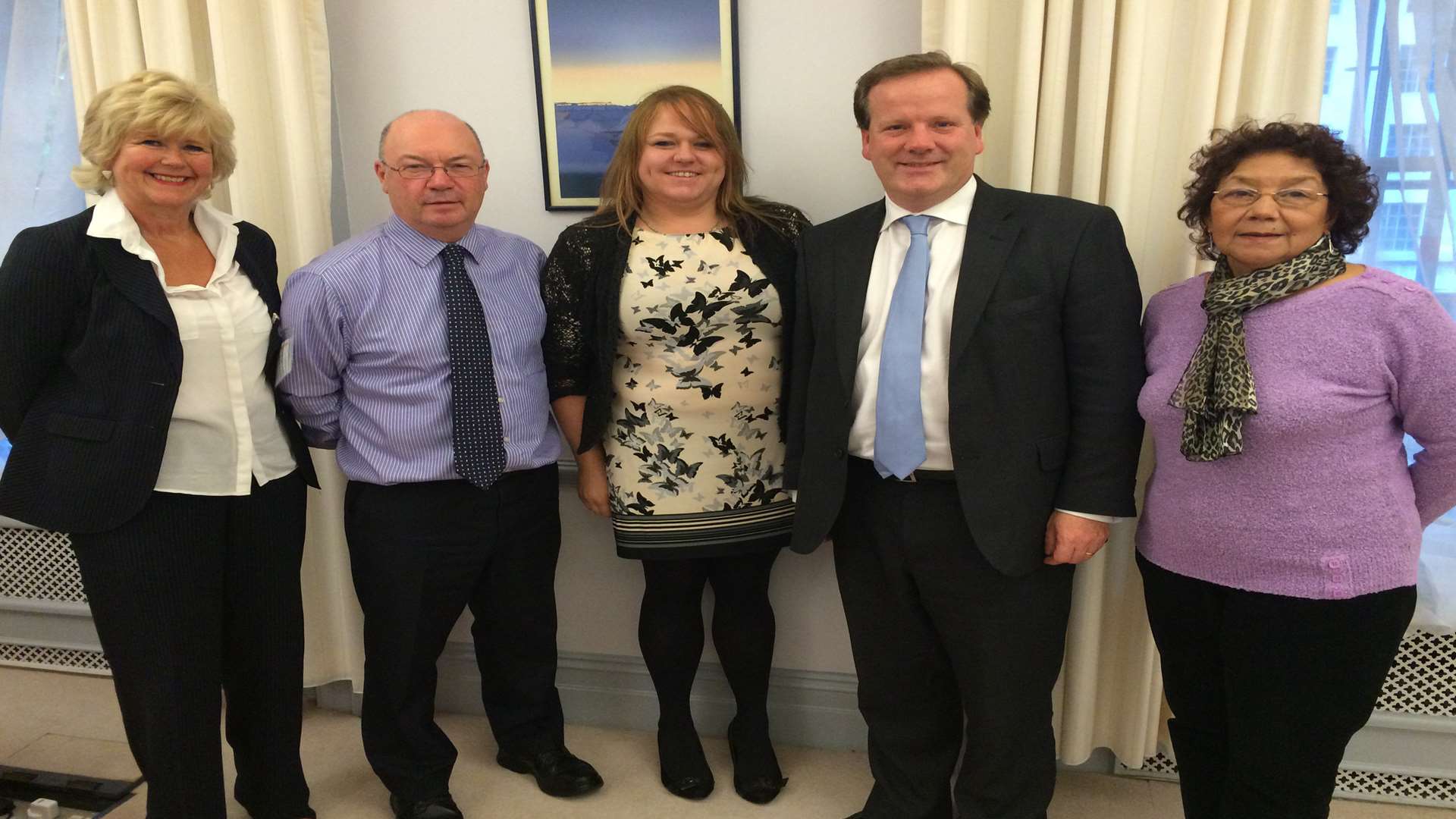 MP Charlie Elphicke with members of Talk it Out including Tracy Carr (far left)