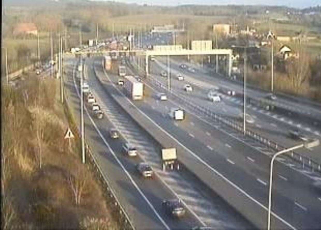 Traffic is building up following the incident. Pic: Highways England