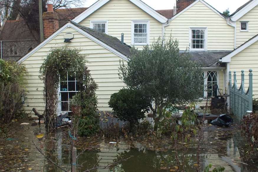 A flooded garden in Faversham. Picture: Michael Maloney