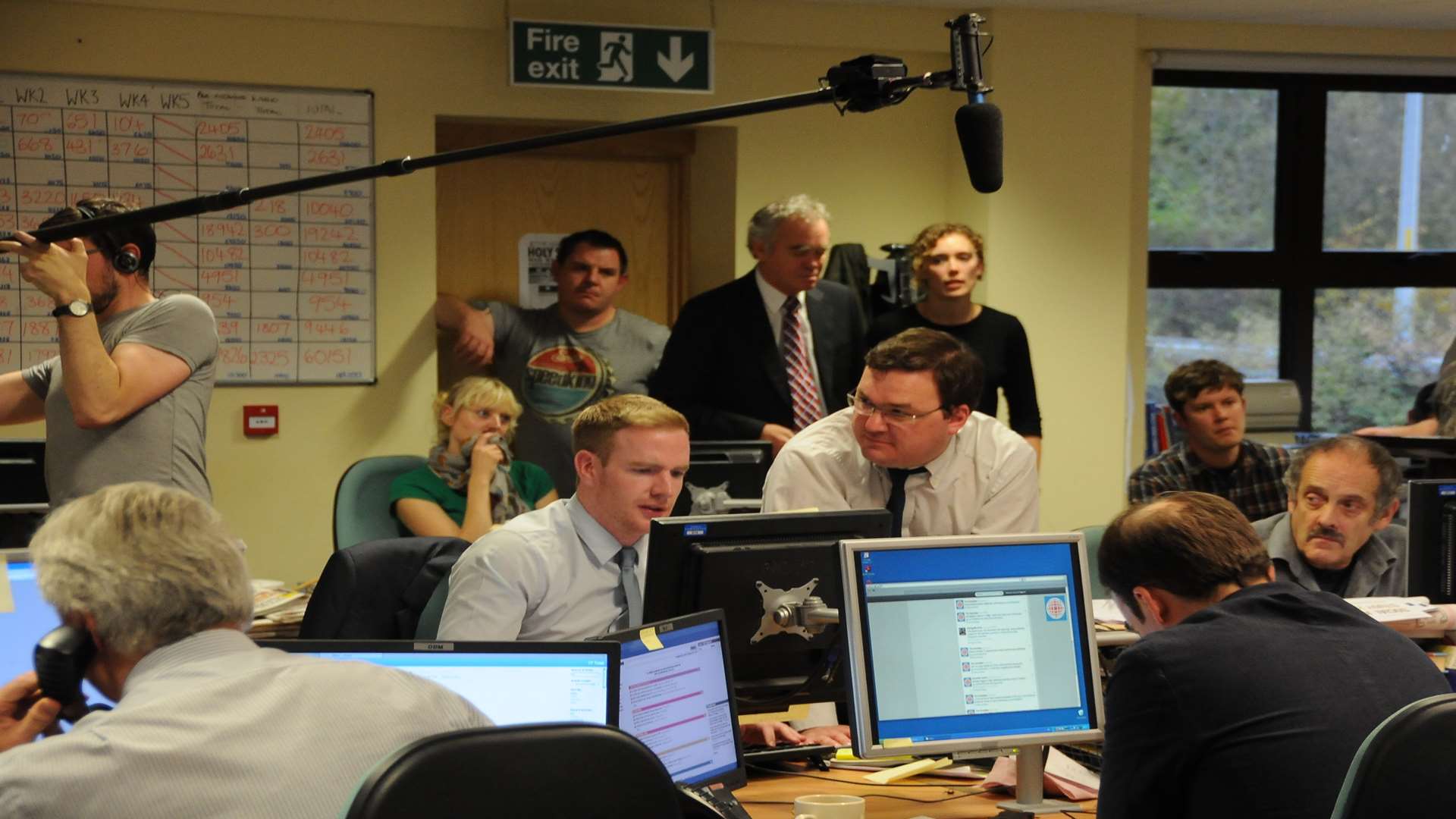 Filming taking place in the Kentish Gazette newsroom at Wraik Hill