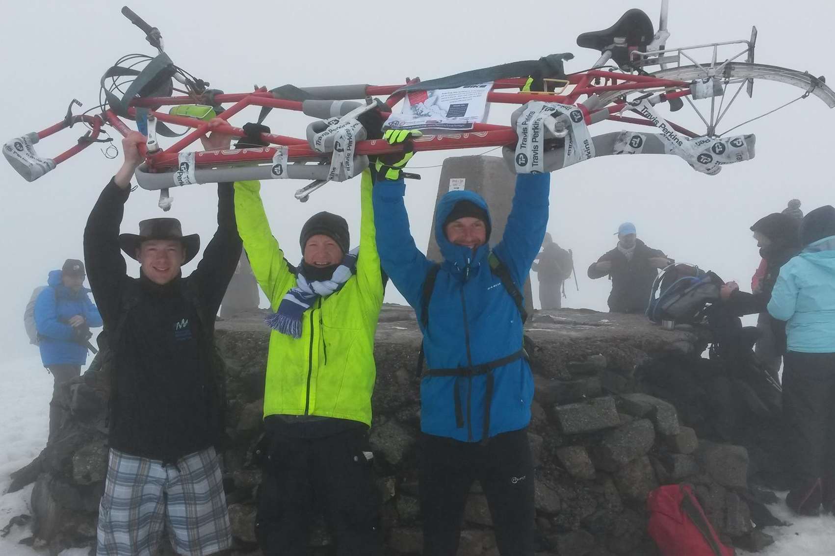 The trio at the summit of Ben Nevis.
