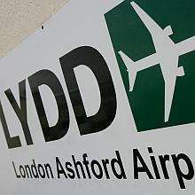 Lydd Airport sign.