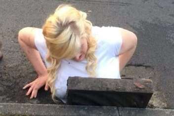 Ella Birchenough is rescued from a drain in Dover